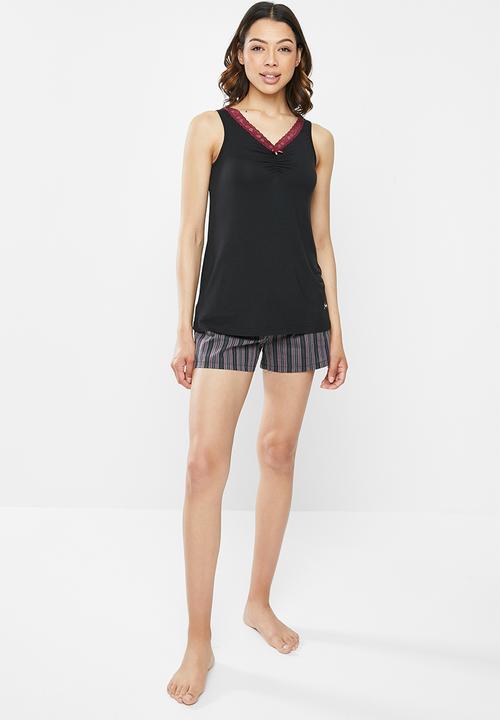Jockey - Weekend stripes - 1pk plain viscose vest - black