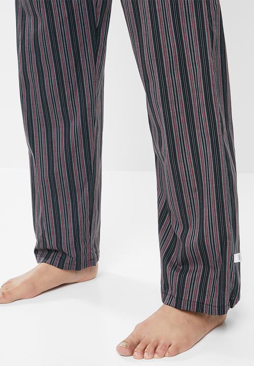 Jockey - Weekend stripes - 1pk woven long pant - burgundy & black 