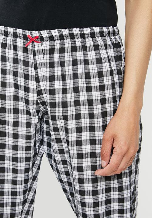 Jockey - Weekend check woven long pants - black & white 