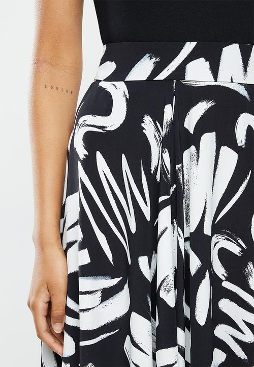 Glamorous - Paint stroke midi skirt - black & white
