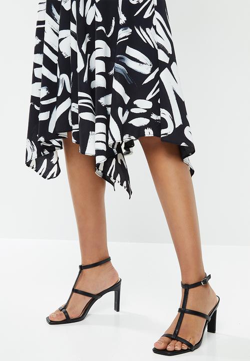 Glamorous - Paint stroke midi skirt - black & white
