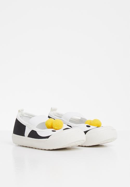 Pop Candy - Girls penguin slip on shoe - navy & white