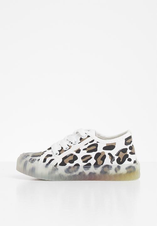 Pop Candy - Girls animal print sneaker - white