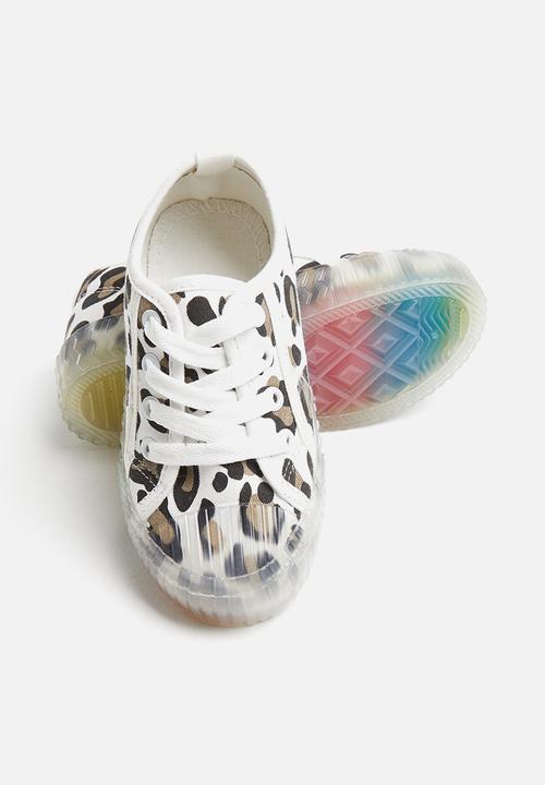 Pop Candy - Girls animal print sneaker - white