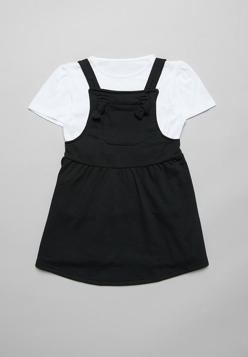 black and white pinafore