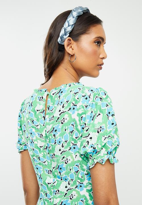 Glamorous - Abstract floral puff sleeve midi dress - multi