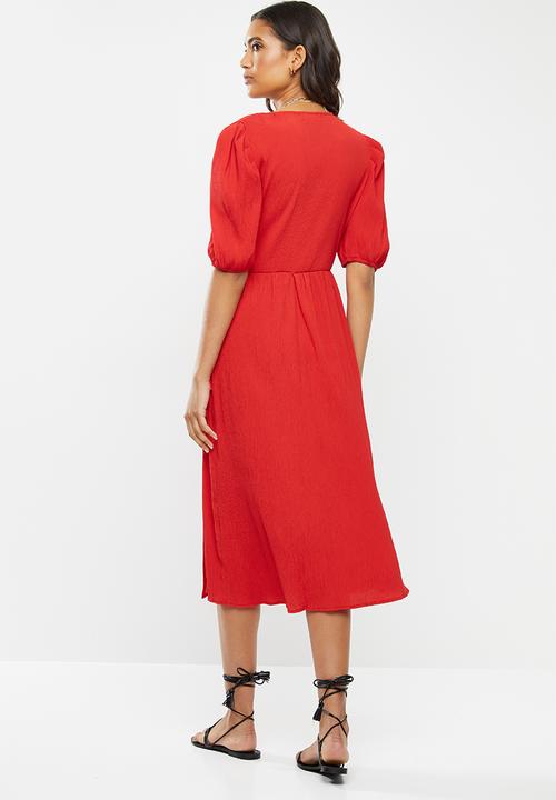 Glamorous - V-neck casual dress - red