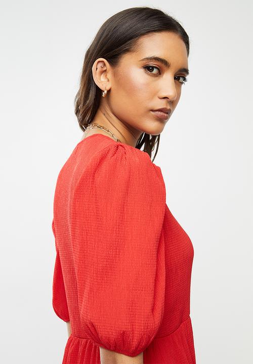 Glamorous - V-neck casual dress - red