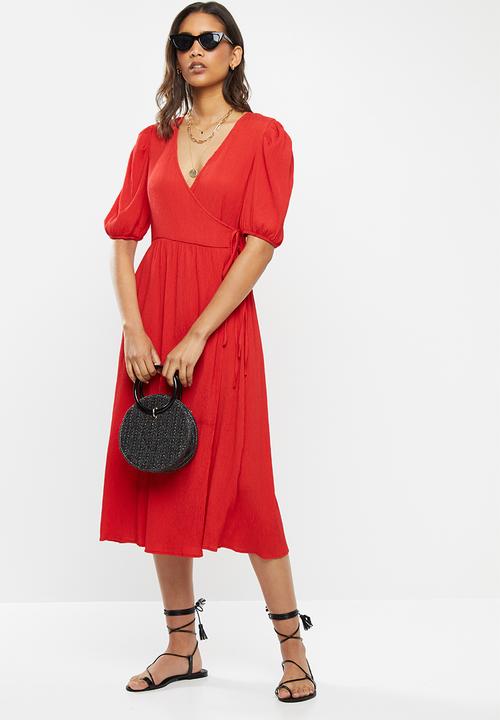 Glamorous - V-neck casual dress - red