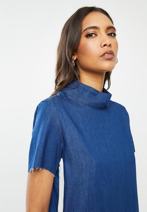 Glamorous - High neck casual denim dress - blue