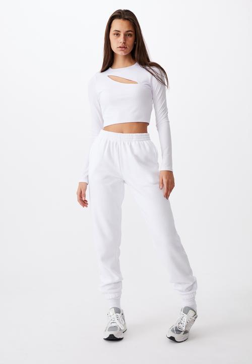 Factorie - Key hole front long sleeve top - white