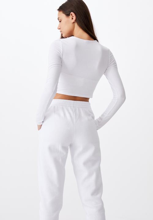 Factorie - Key hole front long sleeve top - white