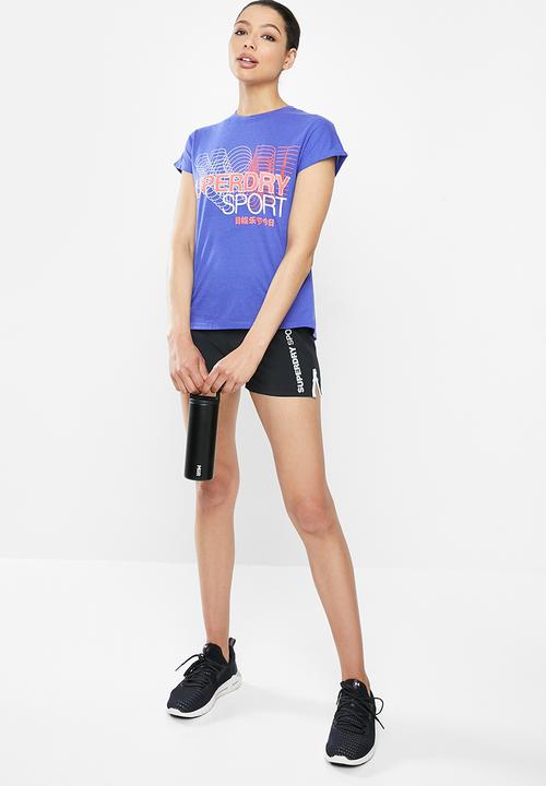 Superdry. - Core split back tee - blue