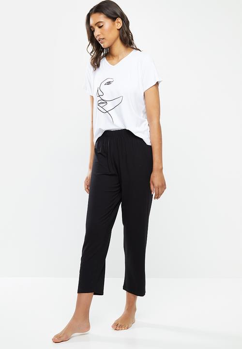 Superbalist - Sleep tee & pants set - black & white