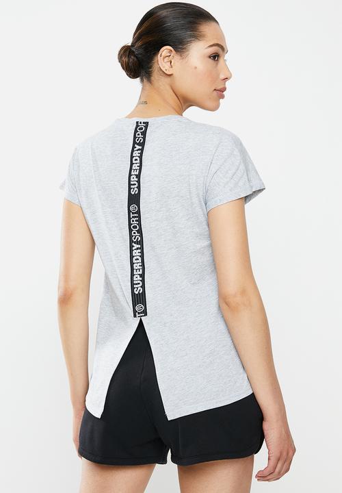 Superdry. - Core split back tee - grey