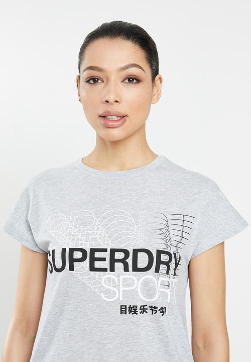 Superdry. - Core split back tee - grey