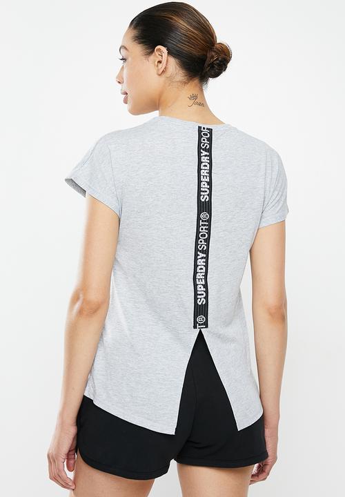 Superdry. - Core split back tee - grey