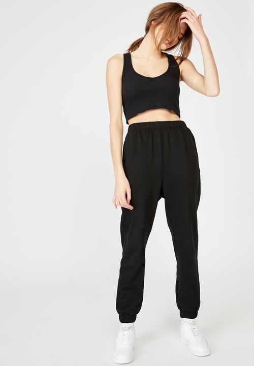 Factorie - Super high rise trackpant - black