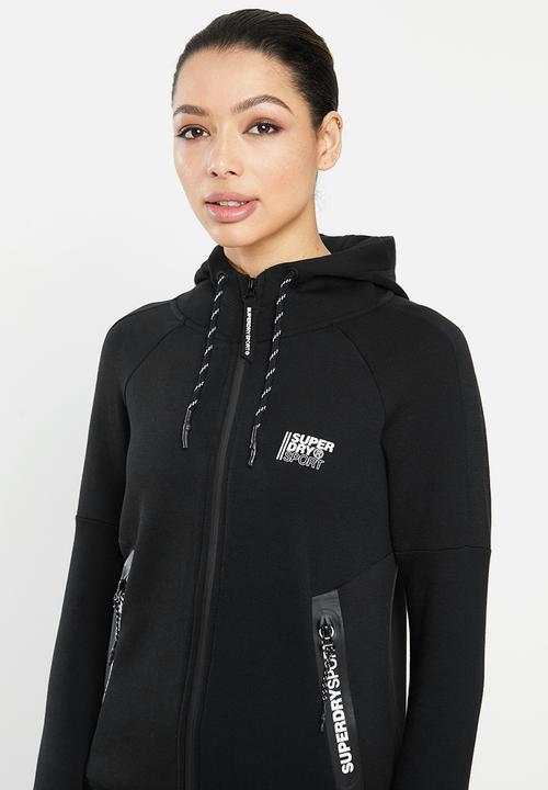 Superdry. - Core gym tech zip through - black