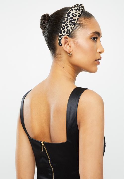 VELVET - Satin square neck corset top - black
