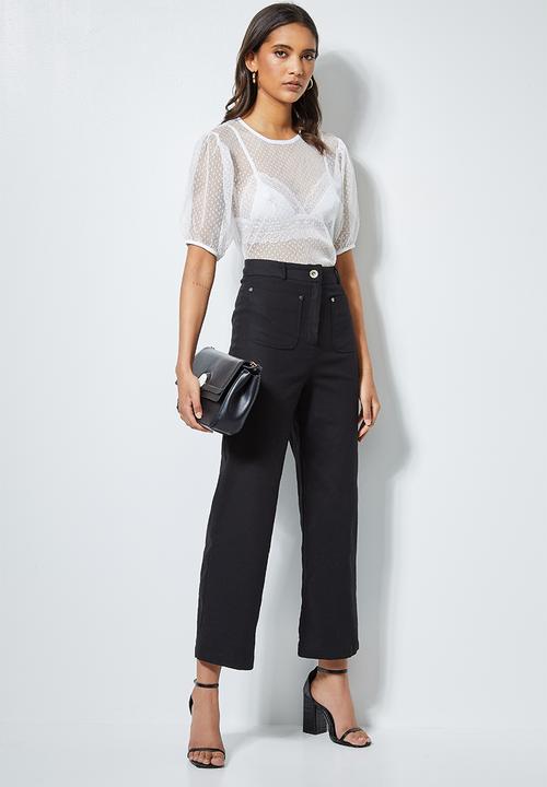 Superbalist - Puff sleeve dobby top - white