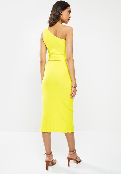Glamorous - One shoulder belted midi - yellow