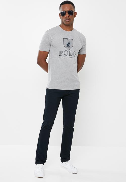 POLO - Mens Cory crest crew neck tee - grey