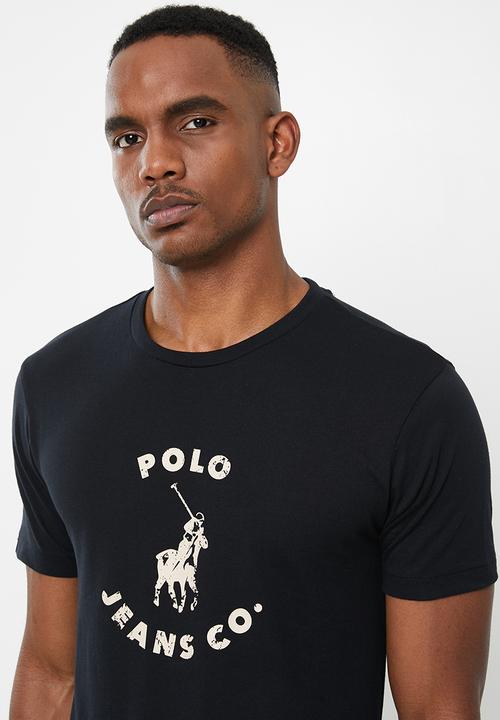 POLO - Pjc Gareth short sleeve printed logo tee  - black