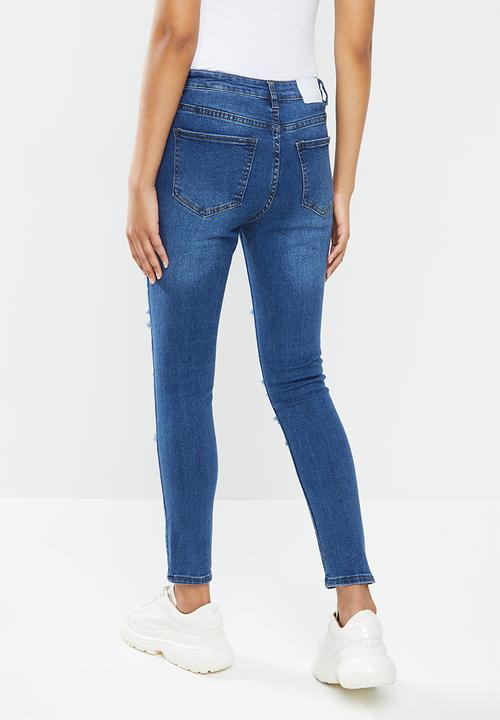 Glamorous - Skinny ripped mid rise jean - blue