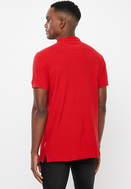 Jonathan D - Mandarin collar short sleeve golfer - red
