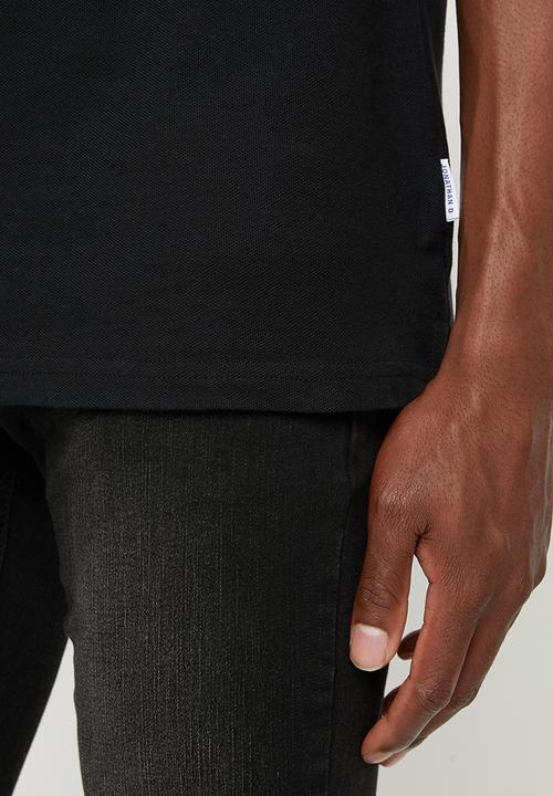 Jonathan D - Mandarin collar short sleeve golfer - black