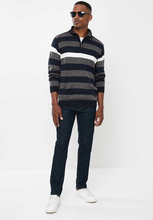 Pringle of Scotland - Tripp 1/4 zip - navy & grey