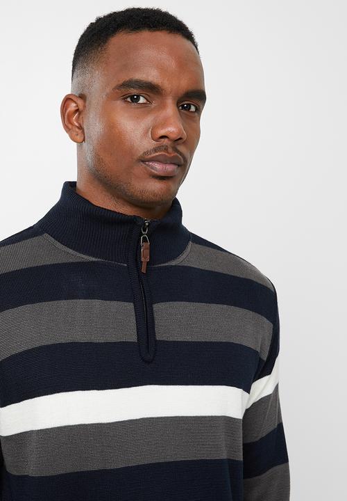 Pringle of Scotland - Tripp 1/4 zip - navy & grey