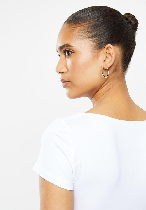 Blake - Corset look square neck crop top - white