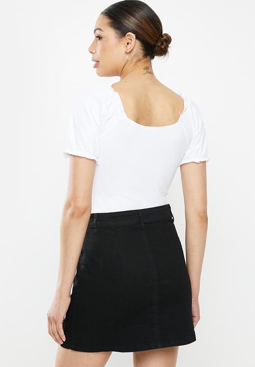 Brave Soul - Puff sleeve bodysuit - white