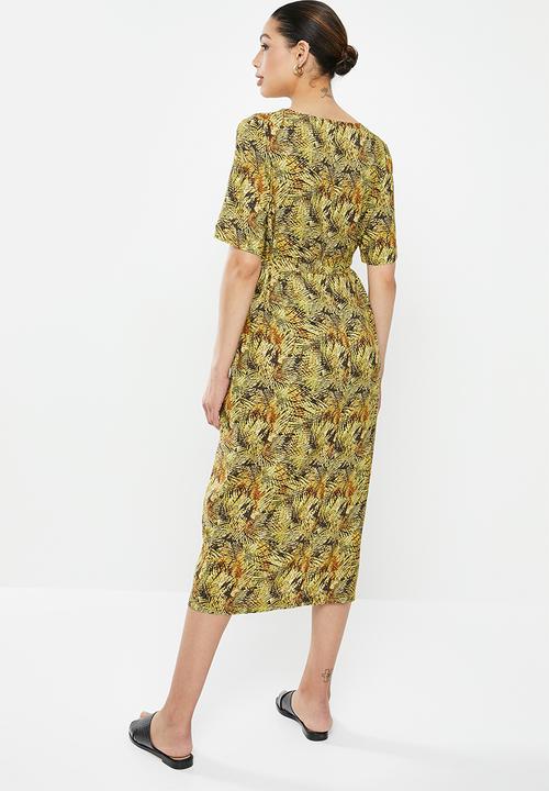 edit - Woven ll tunic dress - yellow & brown 