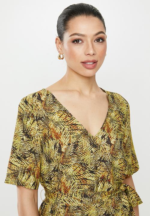 edit - Woven ll tunic dress - yellow & brown 