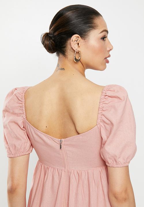 MILLA - Linen tie front dress - pink