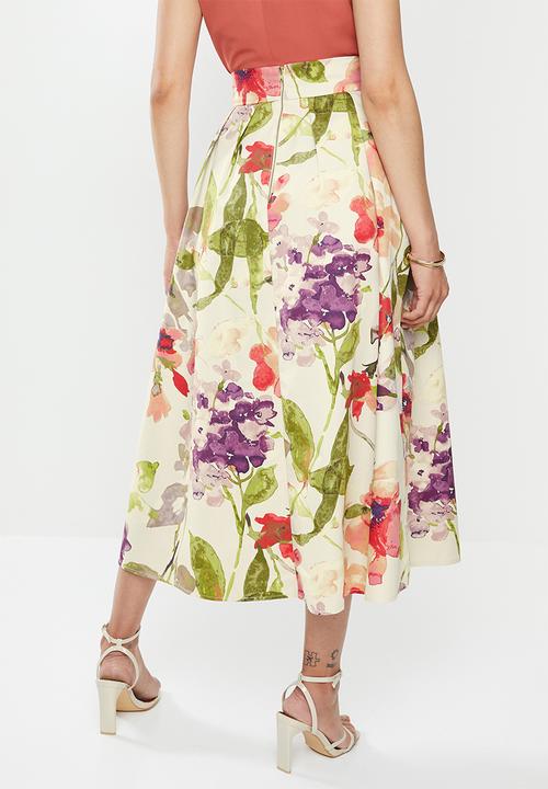 MILLA - Pleated floral midi skirt - multi
