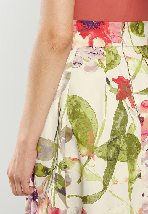 MILLA - Pleated floral midi skirt - multi