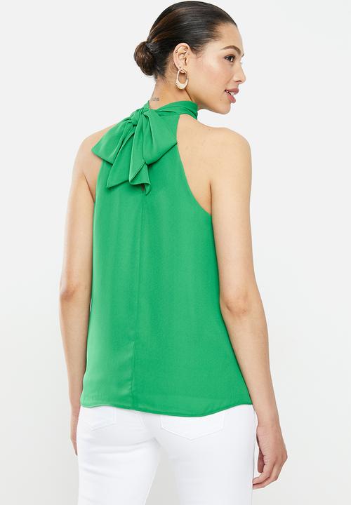 MILLA - Halter tie blouse - green