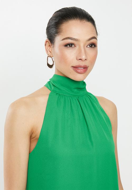 MILLA - Halter tie blouse - green