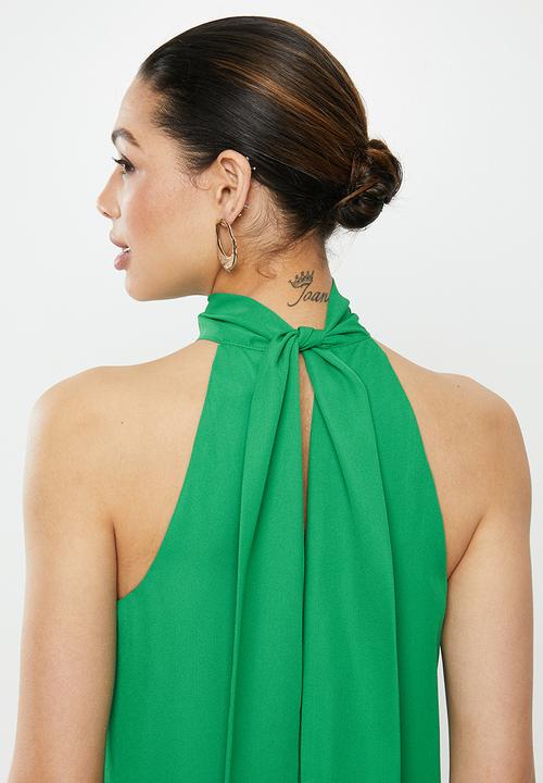 MILLA - Halter tie blouse - green