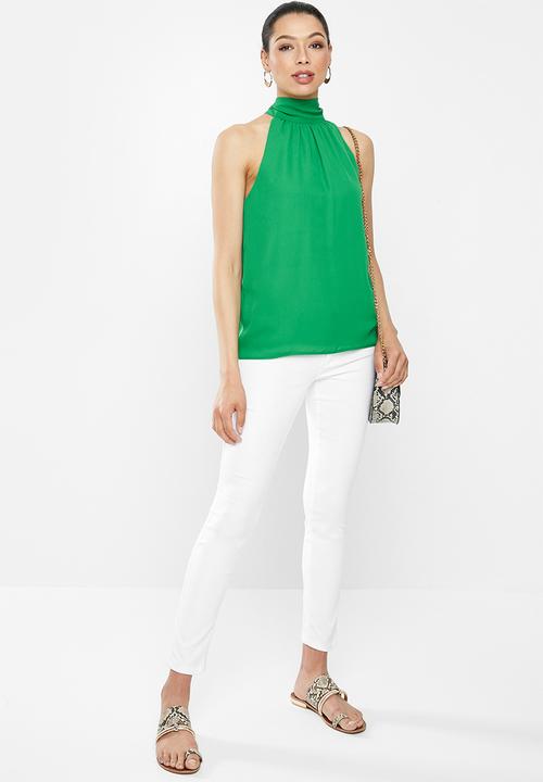 MILLA - Halter tie blouse - green