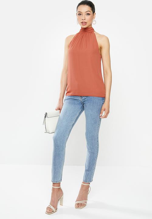 MILLA - Halter tie blouse - rust