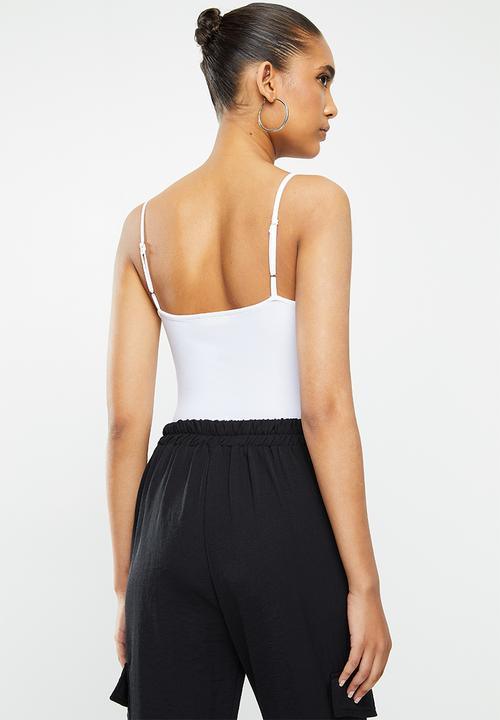 Blake - Cami bodysuit with ruched front detail-ivory