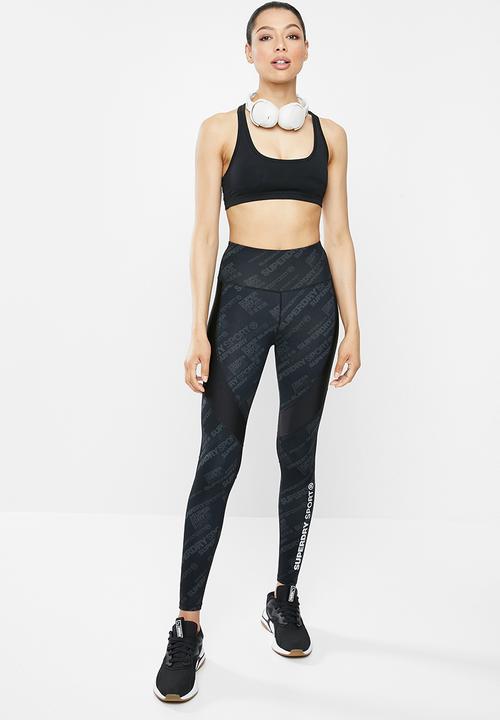 Superdry. - Active panel leggings - black 