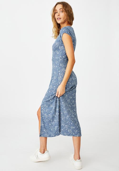 Cotton On - Elsa short sleeve split front midi dress - marie ditsy flintstone