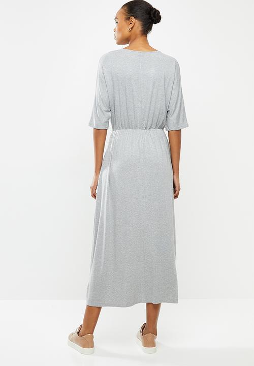 edit - Grown on sleeve knit maxi - grey 