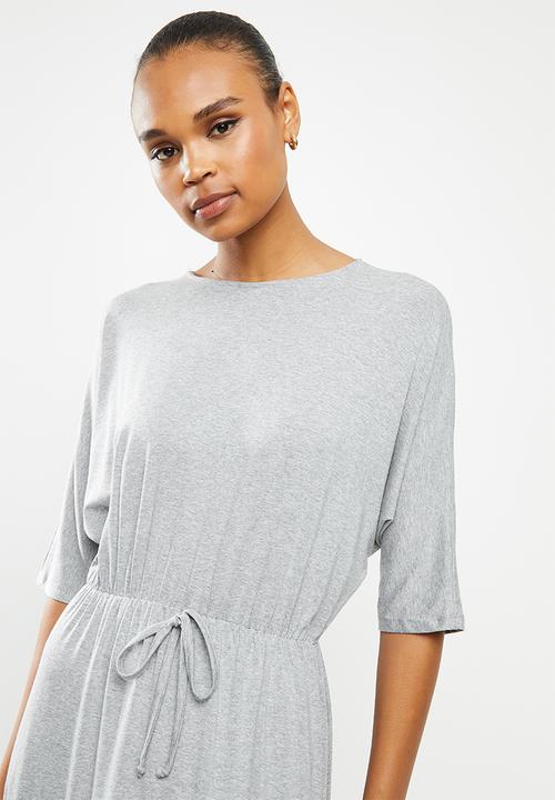 edit - Grown on sleeve knit maxi - grey 